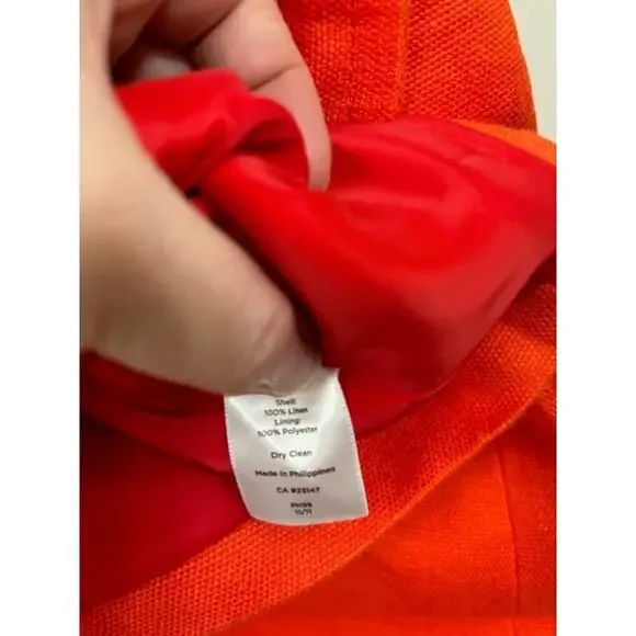 Talbots Bright Orange Collarless Blazer with Gold Buttons - Picture 6 of 8